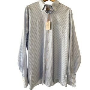 Peter Millar Crown Sport Summer Comfort Mens XL Blue Check Stretch Shirt NWT